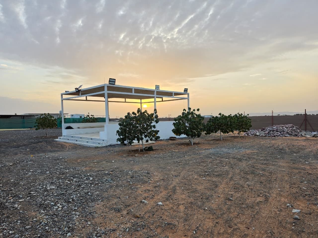 Pathway with mountain backdrop